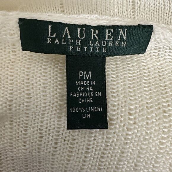 Lauren Ralph Lauren Womens Linen Knit Cardigan Sweater Size Petite Medium PM - Picture 9 of 9